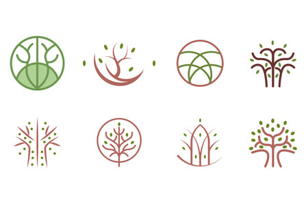 Set of tree logo element. business for resident, living, gate, animal, nature, save world and moreのイラスト素材