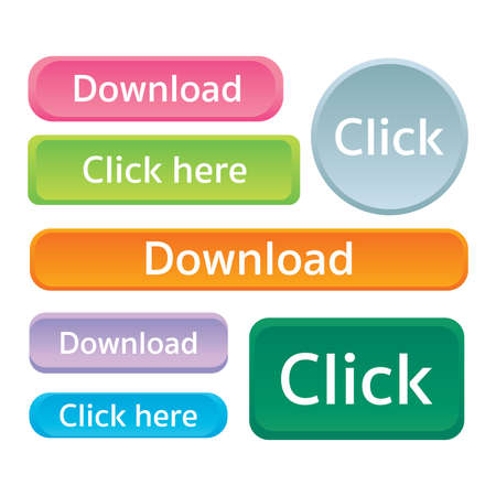 Set of colorful button for website. Icon and symbol. Different shapeのイラスト素材