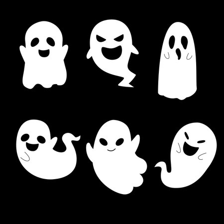 Set of cute ghost. Character design for halloween. Vector illustrationのイラスト素材
