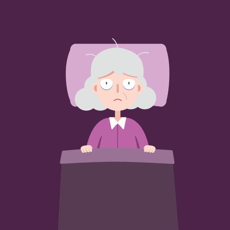 Woman on the bed can not sleep. insomnia and sleeplessness. vector illustration.のイラスト素材