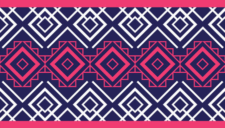 Geometric ethnic pattern seamless for background or wallpaper. Vector illustration. Design for carpet, wrapping, fabric, textile and more. Pink and blueのイラスト素材