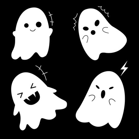 Set of cute ghost. Character design for halloween. Vector illustrationのイラスト素材