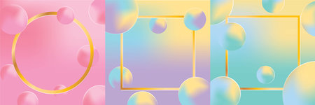 Set of template circle with gradient background. Pastel color. Vector illustration.のイラスト素材