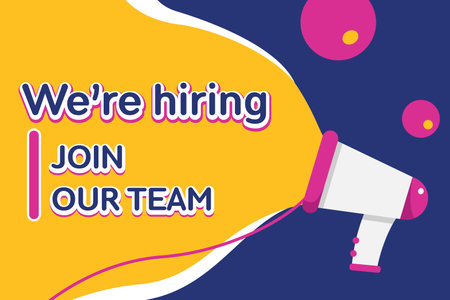 Template hiring job join our team. Job vacancy. Recruitment design for brochure and poster . Vector illustrationのイラスト素材