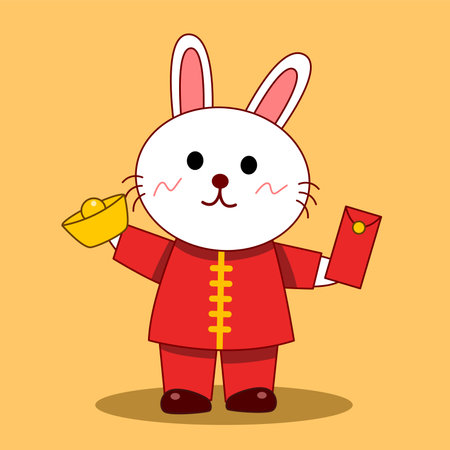 Cute rabbit with chinese new year. Character design. Vector illustrationのイラスト素材