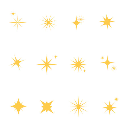Set of sparking star. Icon and symbol. Starry vector illustration isolated on white backgroundのイラスト素材