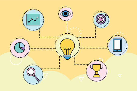 Brainstorm concept for business, sale, shop, presentation, customer and education. Vector illustrationのイラスト素材