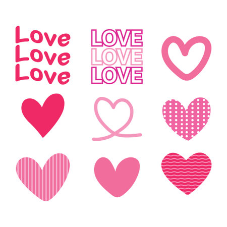Set of heart hand drawn pattern elements for decoration. Vector illustrationのイラスト素材