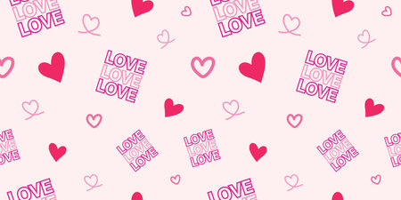 Heart and love alphabet seamless pattern background. vector bgのイラスト素材