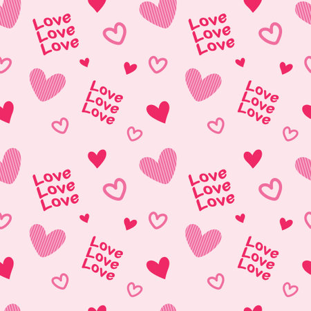 Heart and love alphabet seamless pattern background. vector bgのイラスト素材