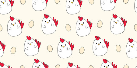 Cute chicken seamless pattern background. Vector illustrationのイラスト素材