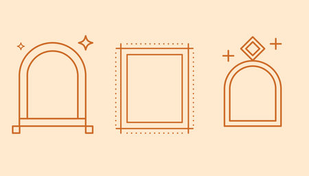 Set of linear frames and borders design for elements, decoration, social media, post. Abstract vector illustrationのイラスト素材