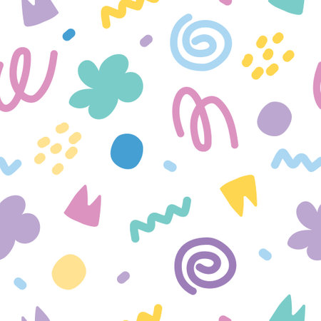 Doodle abstract handdrawn seamless pattern background. Design for template, book cover, poster, wallpaper. Vector illustrationのイラスト素材