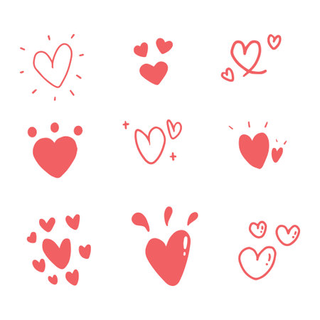 Pink heart hand drawn for decoration, element. doodle vector illustration.のイラスト素材