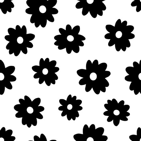 Flower hand drawn seamless pattern background for template, wrapping, wallpaperのイラスト素材
