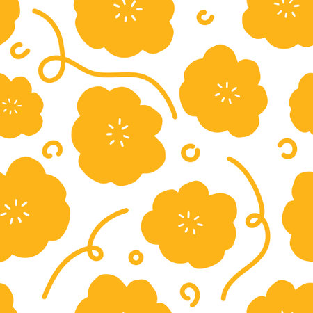 Flower hand drawn seamless pattern background for template, wrapping, wallpaperのイラスト素材