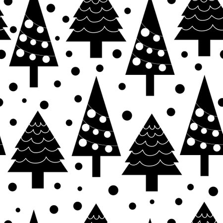 Christmas tree silhouette seamless pattern background. design for wrapping, poster, template, wallpaperのイラスト素材