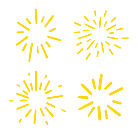 Set of sparkle star and starburst hand-drawn. Doodle style. Vector illustration.のイラスト素材