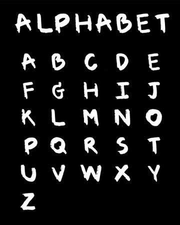 English alphabet hand drawn with ink, brush for element, decoration, poster, bookのイラスト素材