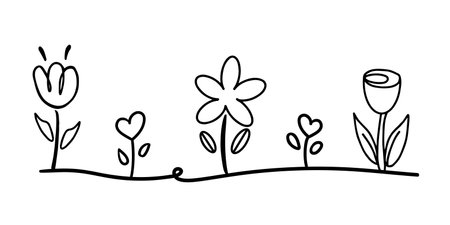 Flower or floral doodle line art for element, decoration, poster, templateのイラスト素材