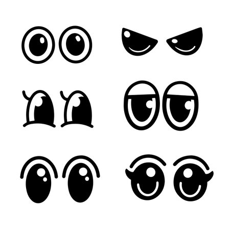 Set of cartoon eyes handdrawn for element, facial expression, faceのイラスト素材