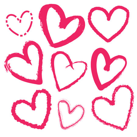 Set of heart handdrawn and doodle for element, love, valentine, cardのイラスト素材