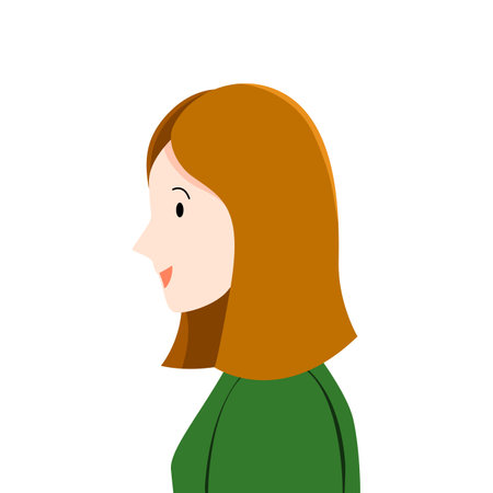 Portrait of a woman. Flat head. Side View.のイラスト素材