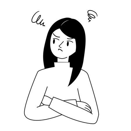 Angry woman or girl with her arms folded across her chestのイラスト素材