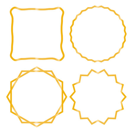 Set of gold frame isolated on white background. Vector illustrationのイラスト素材