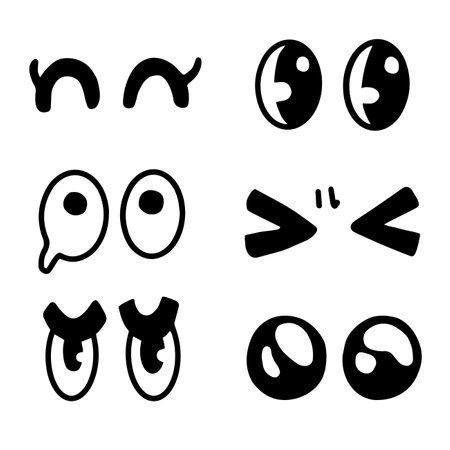Set of cartoon eyes handdrawn for element, facial expression, faceのイラスト素材