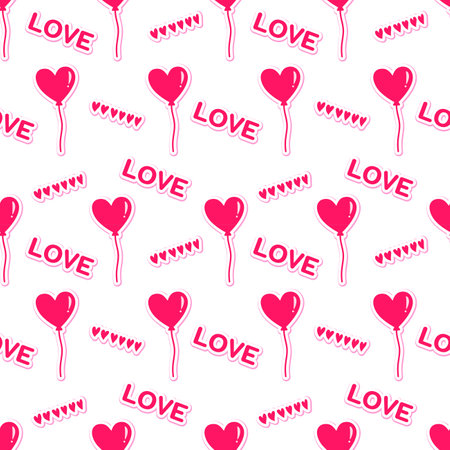 red heart handdrawn doodle seamless pattern background for wallpaper, wrapping, valentineのイラスト素材