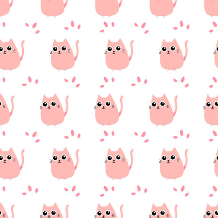 Cute cat cartoon seamless pattern background for illustration, element, book, wallpaper, wrappingのイラスト素材