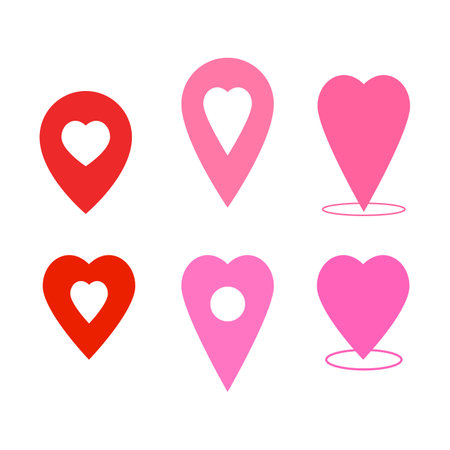 Heart pin for love, valentine, long distance, map, honeymoon, element, iconのイラスト素材