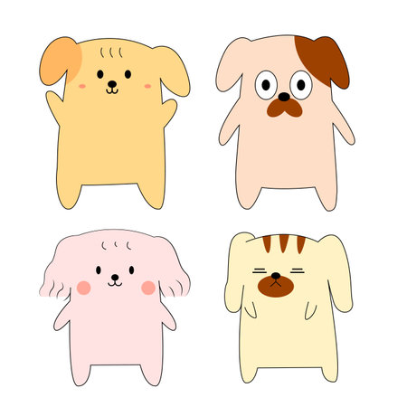 Cute dog character design for kids, element, present, poster, bannerのイラスト素材