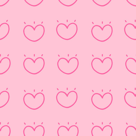 Heart hand drawn seamless pattern on pink background for wrapping, valentine, wallpaper