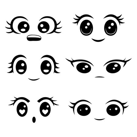 cute anime girl's eyes manga style for cartoon, element, comic and illustrationのイラスト素材