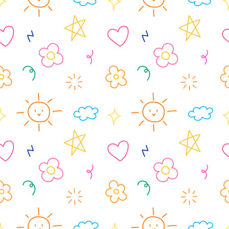Colorful abstract various shapes and doodle strokes. Cartoon and illustration for elementのイラスト素材