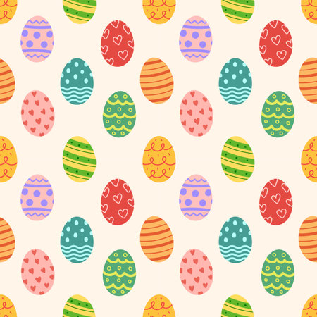 Easter eggs with different texture seamless pattern background for illustration, wrapping and wallpaperのイラスト素材