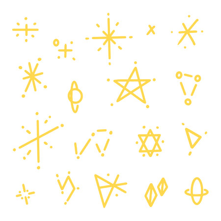 Star and sparkle doodle hand drawn for element and illustrationのイラスト素材