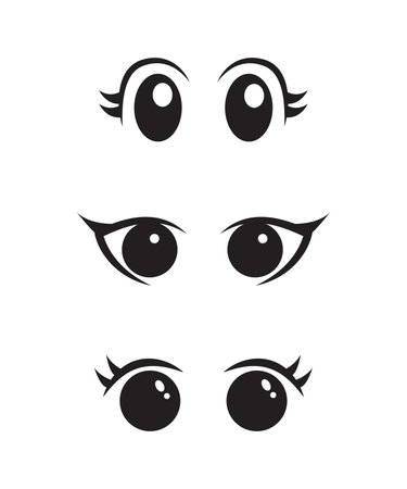 Set of anime eyes cartoon for element, facial expression, face and emotionのイラスト素材