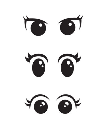 Set of anime eyes cartoon for element, facial expression, face and emotionのイラスト素材