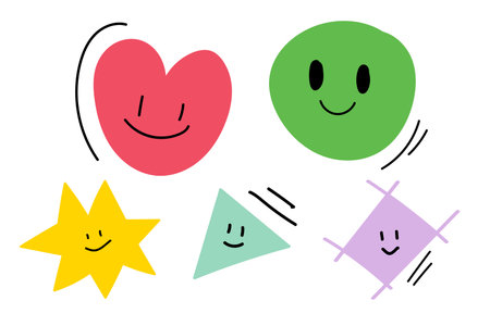 Various abstract doodle cartoon hand drawn for sticker, element and illustrationのイラスト素材