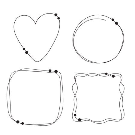 Various frame hand drawn with black line for element, quote and postのイラスト素材