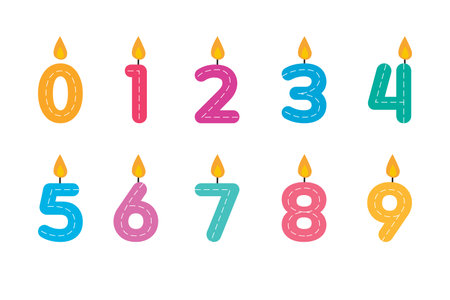 Colorful number candle for anniversary, happy birthday, celebration, element and illustrationのイラスト素材