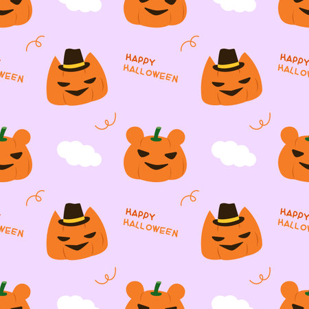 Cute halloween cartoon seamless pattern background. Trick or Treat for wrapping and wallpaperのイラスト素材