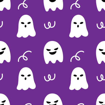 Ghost cartoon halloween festival seamless pattern background. Trick or Treat for wrapping and wallpaperのイラスト素材