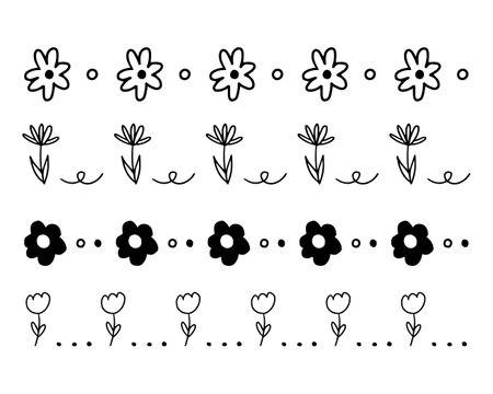 Abstract flower doodle hand drawn line for illustration and elementのイラスト素材