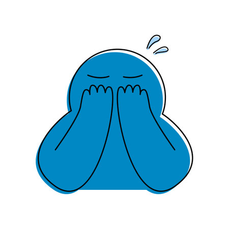 Anxiety, stress, bad mood and sadness. Mental health concept for element education and illustrationのイラスト素材