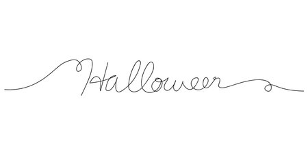 Halloween handwriting. Black line continuous for element and festiveのイラスト素材