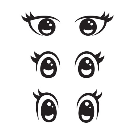 Set of anime eyes cartoon for element, facial expression, face and emotionのイラスト素材